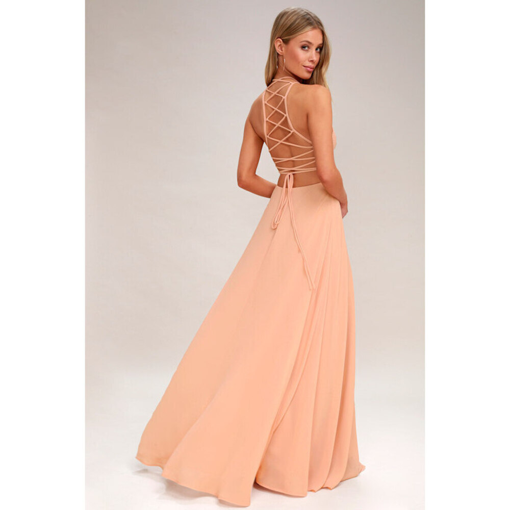Lulus Strappy To Be Here Blush Maxi Dress Pink - Size XS
